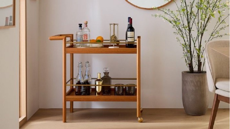 rose gold bar cart