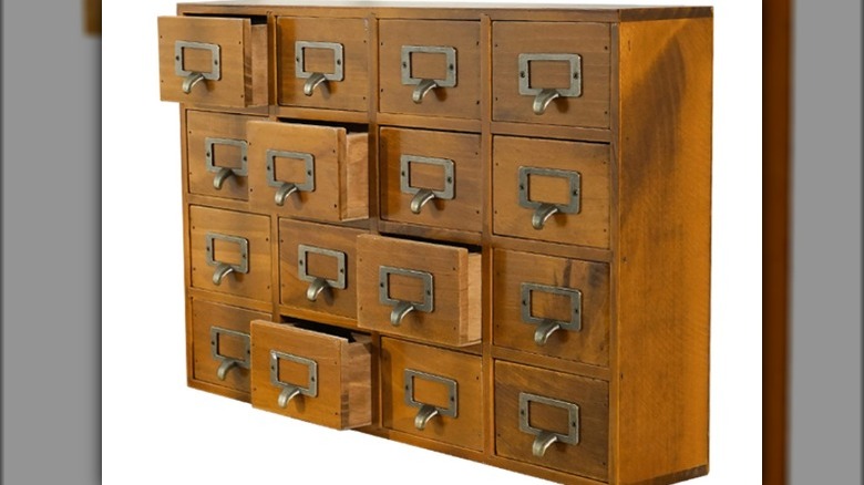 wood catalog card cabinet