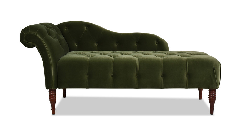 green velvet chaise lounge chair