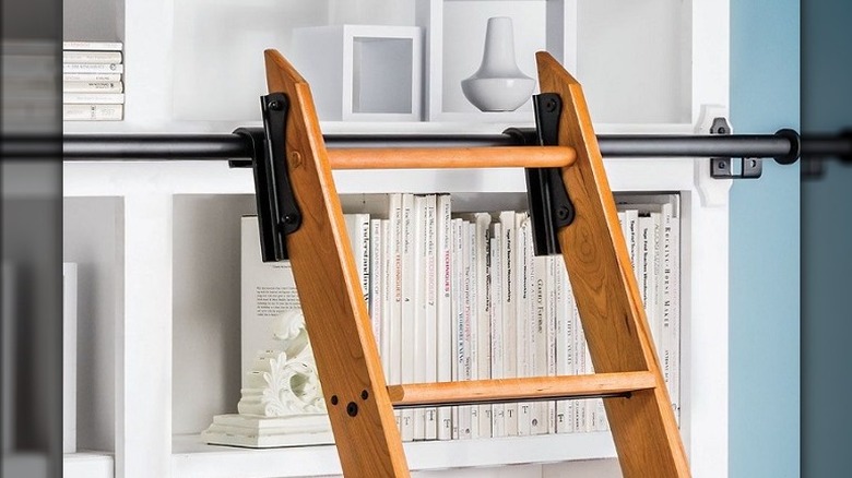 library ladder with white shelf