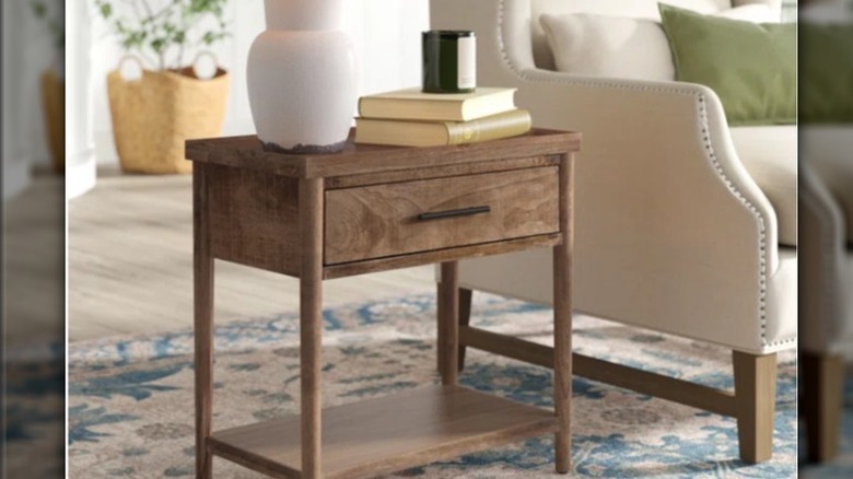 wood end table with drawer