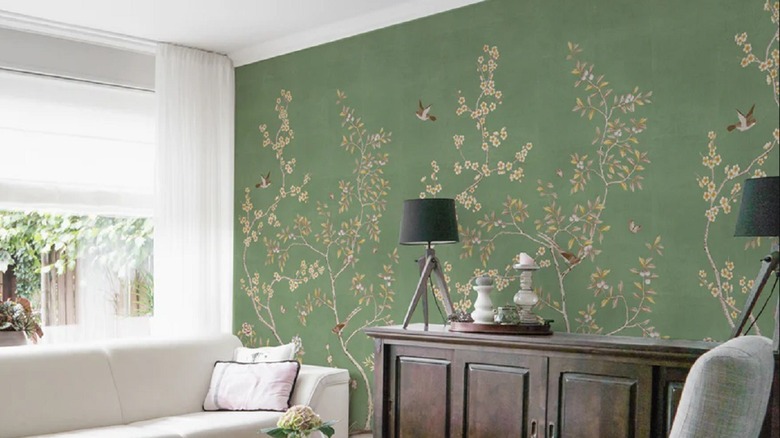 green floral mural