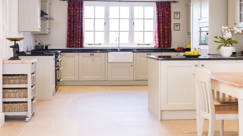 painted wooden kitchen island