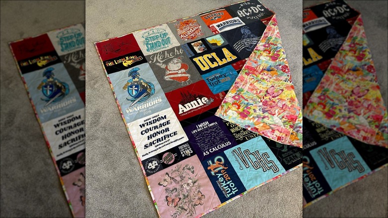 T-shirt quilt on floor