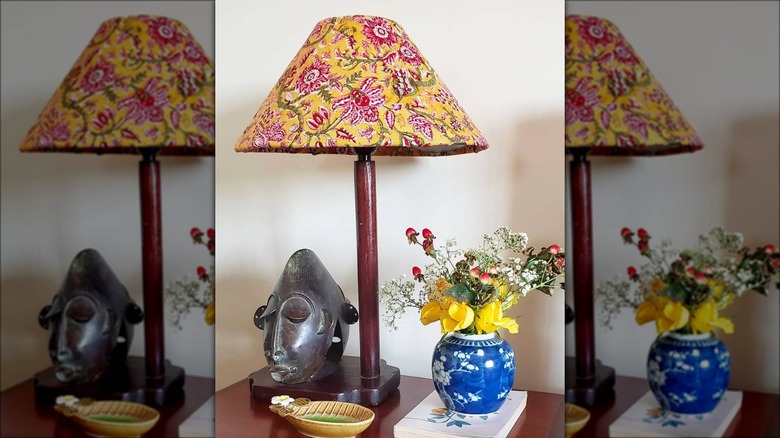 yellow paisley fabric lampshade