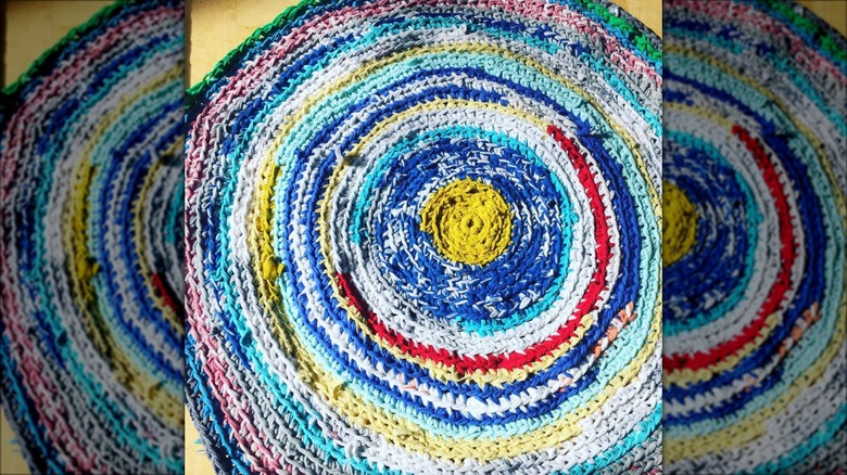 crocheted T-shirt yarn rug