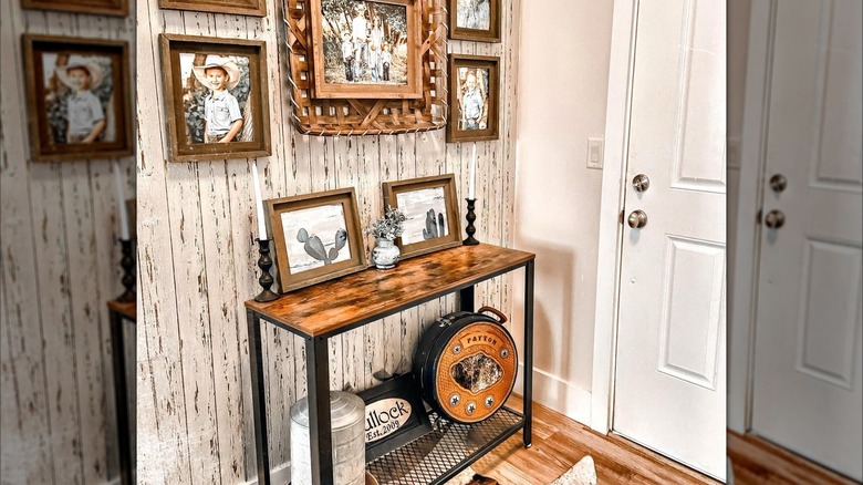 A farmhouse and boho style entryway