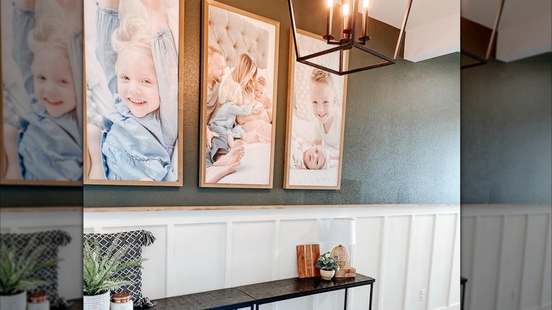 An entryway with family photos