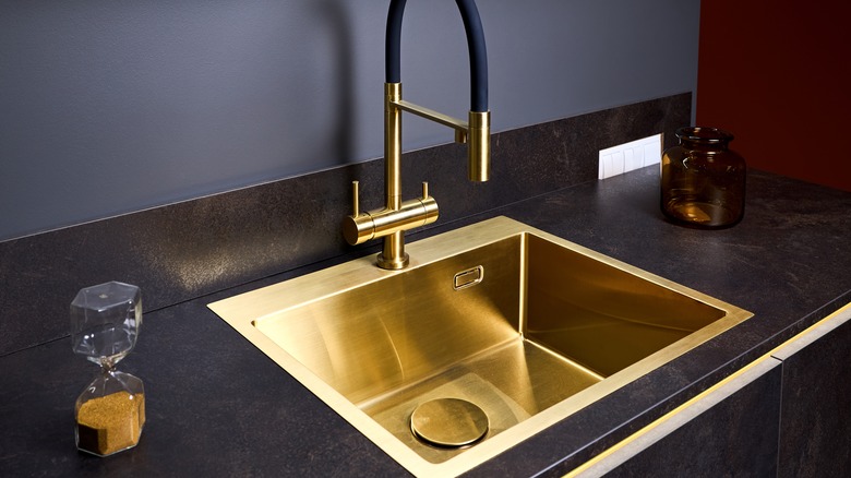 Brass kitchen sink basin