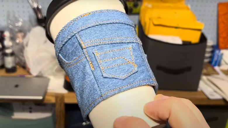 denim coffee sleeve