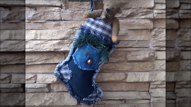 denim and plaid stocking