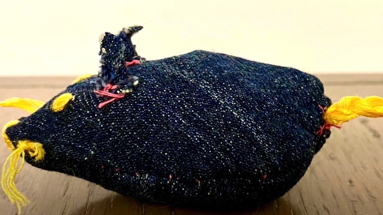 denim mouse cat toy