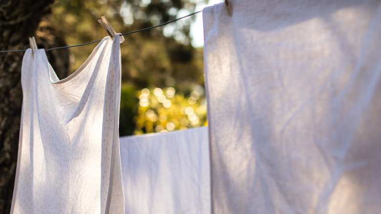 white laundry on clothesline