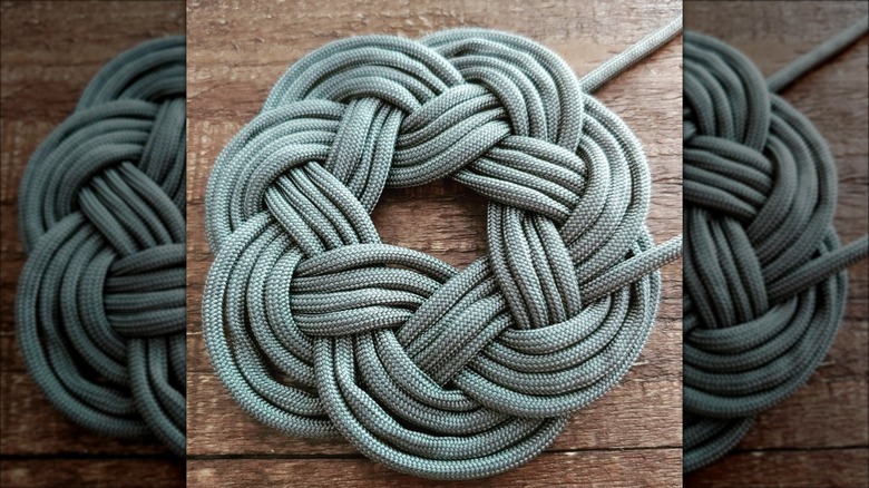 woven gray paracord coaster