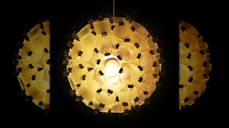 clear plastic cup chandelier