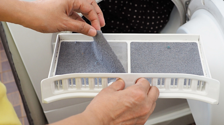 Hand removing lint from a dryer's lint screen