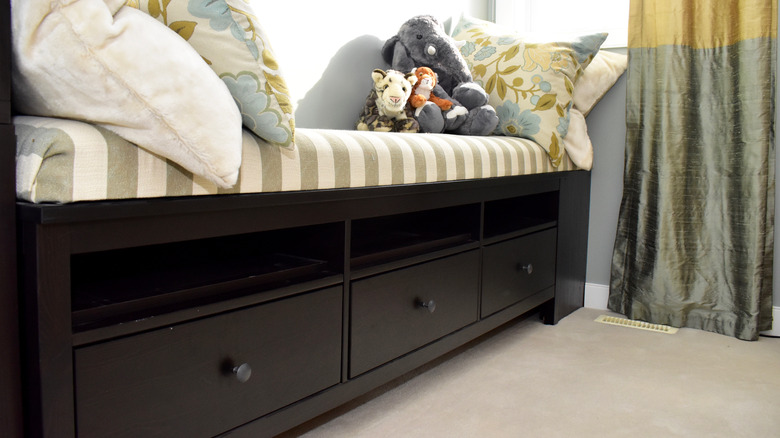 Cozy nursery storage bench