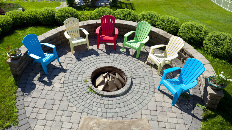 stone fire pit in ground