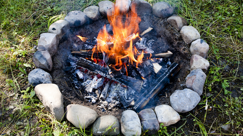 small rocks around fire pit