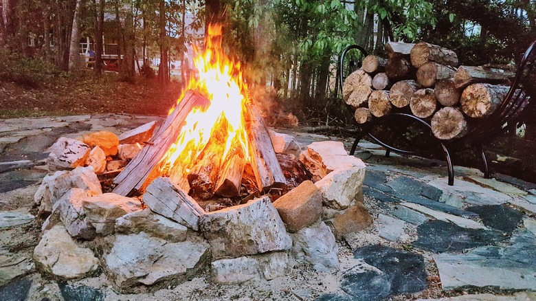 large stones around fire pit