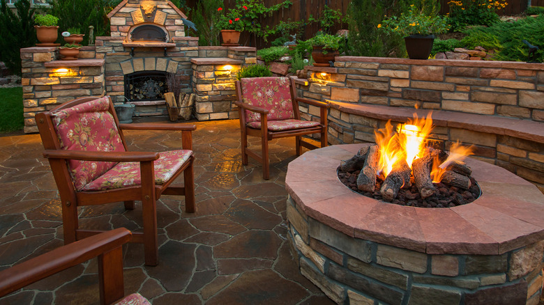 brick fire pit with oven