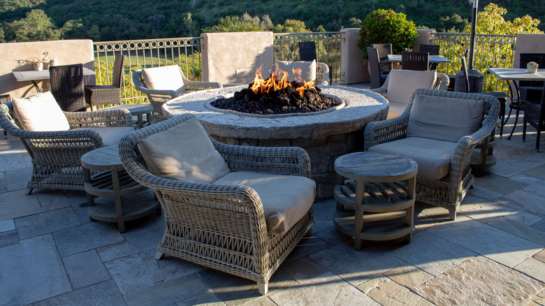 rustic stone around fire pit