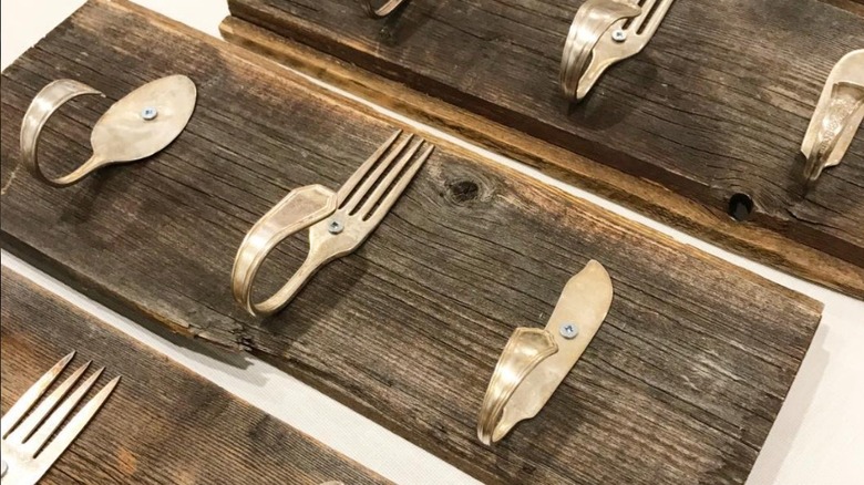 bent silverware wall hooks