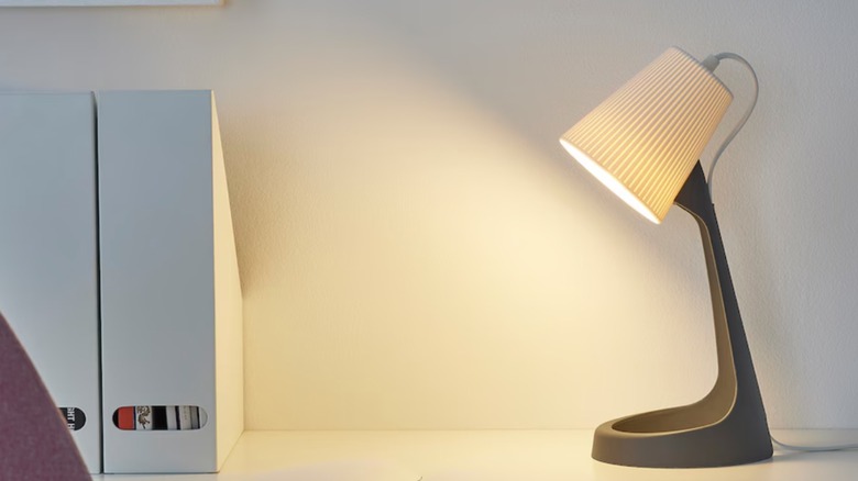 angled gray plastic lamp