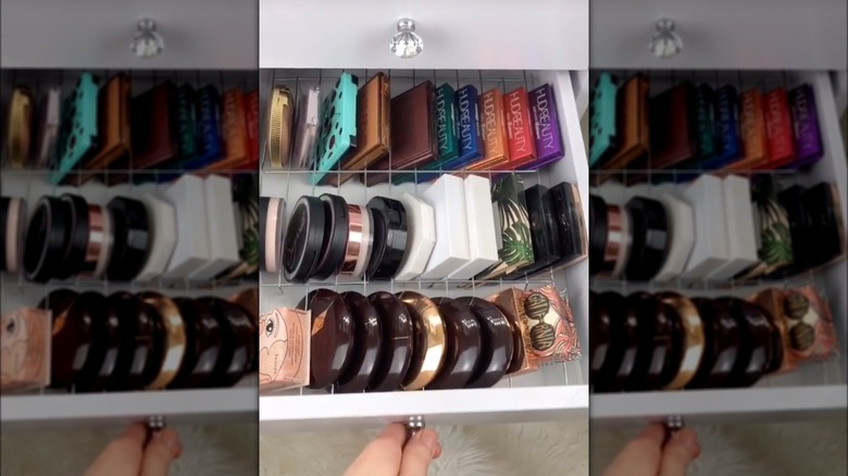 makeup drawer organizer with products