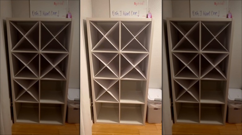 white cube shelf with dividers