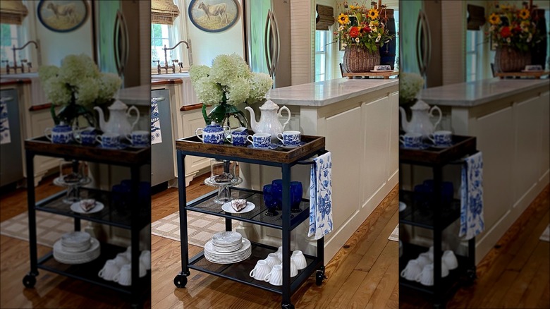 storage cart in kitchen