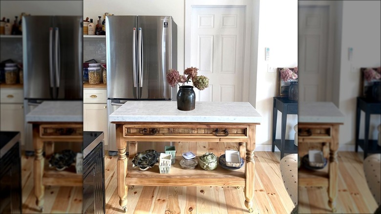 diy wood and marble kitchen island