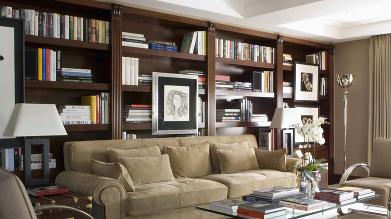 home library in living room