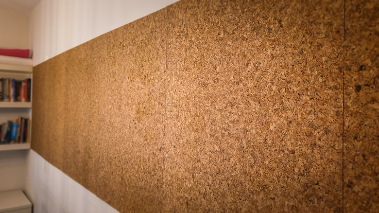 cork wall tile in office