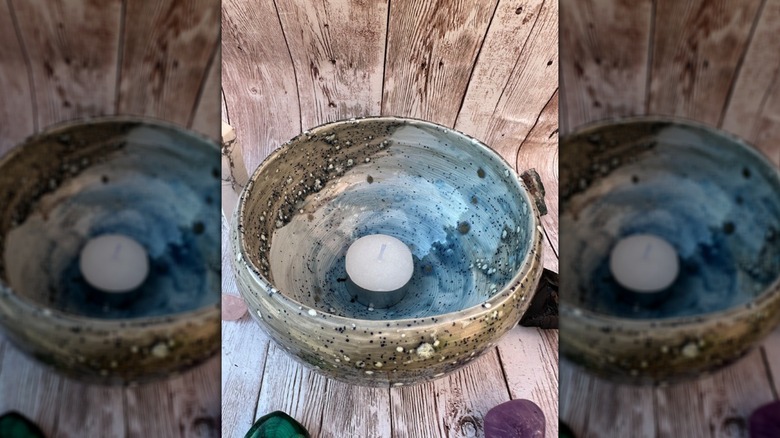 Bowl with candle inside
