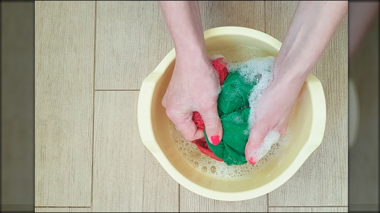 washing in a bowl 