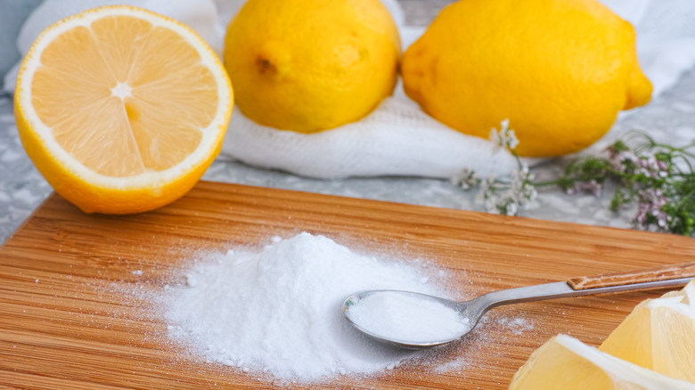 Baking soda on cutting board