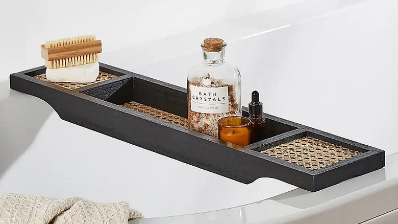 French cane black bath rack