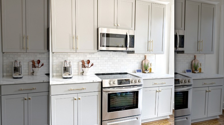 White brick backsplash