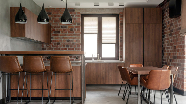 Mid-century style kitchen brick