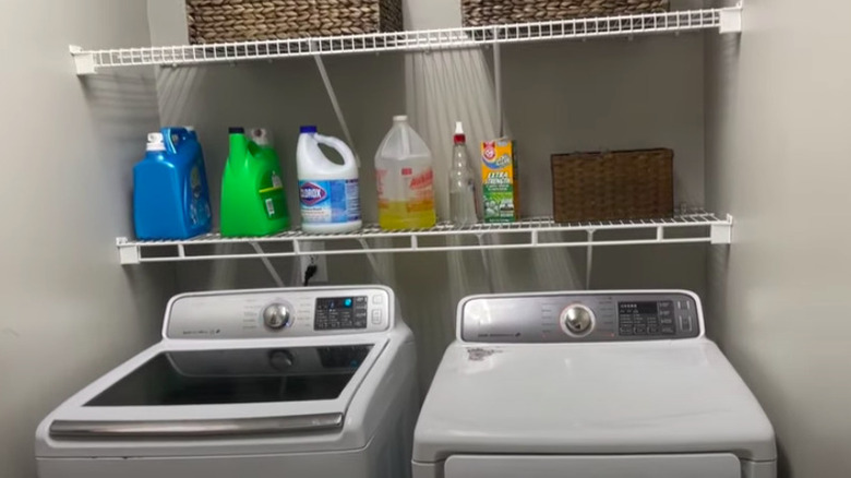 Laundry closet with two shelves