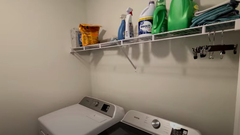 Laundry room with single wire shelf