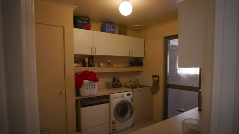 Dark and dim laundry room