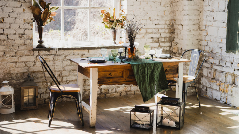 Rustic style breakfast table