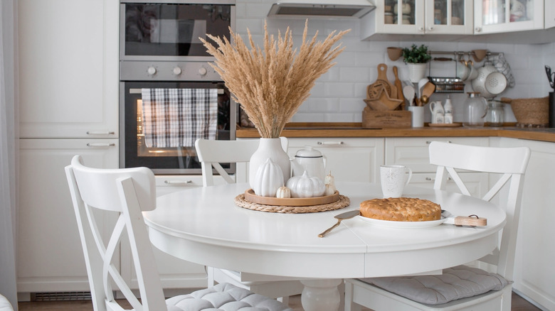 Traditional simple white breakfast nook