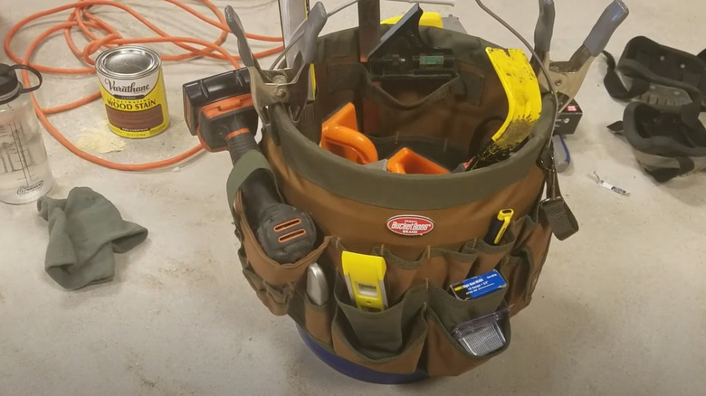 bucket dressed with storage apron