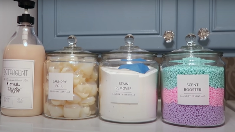 laundry products in glass jars