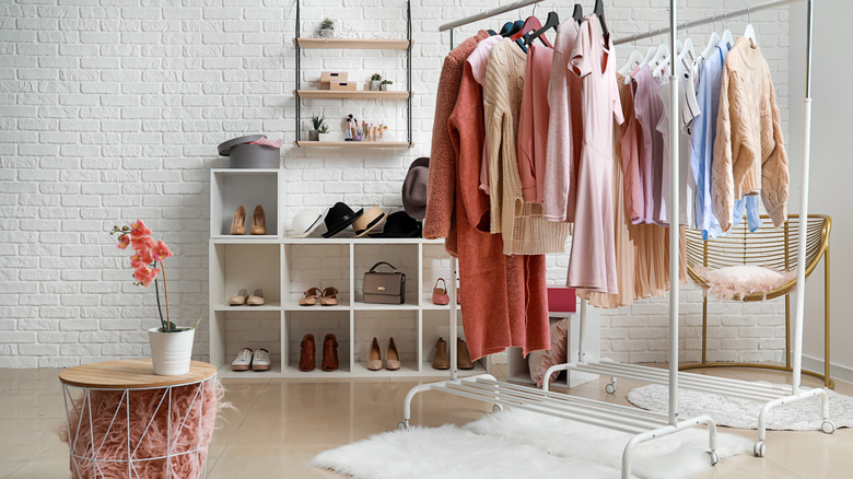 clothing racks and shelves