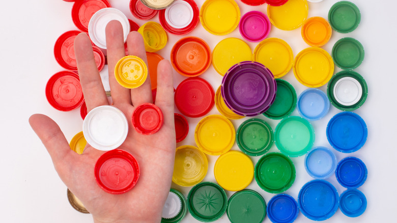 Colorful plastic bottle caps