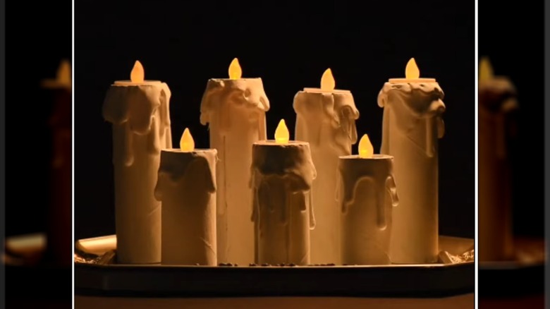 Candles made from cardboard paper towel rolls